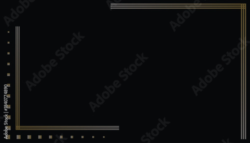 Minimalist Gold Frame on Black Background Elegant Geometric Border Design
