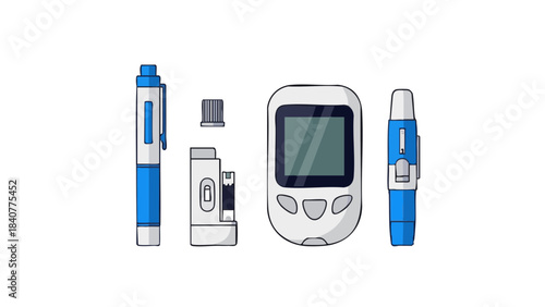 Insulin injection kit and blood glucose meter for diabetes management  