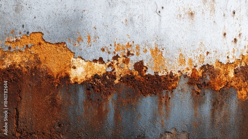 Rusty metal surface with peeling paint and textured decay.