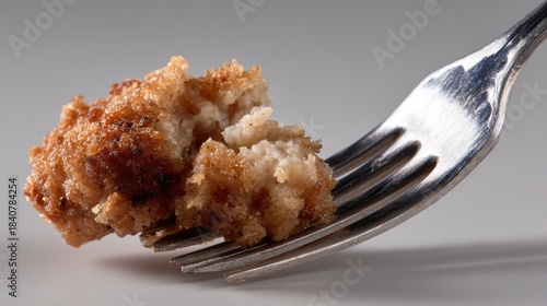 Fried Food Bite on Fork | Crispy Texture, Cooking