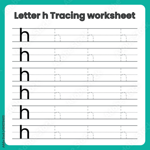 Lowercase Letter h – Alphabet Tracing, Typography Design, Educational Graphic