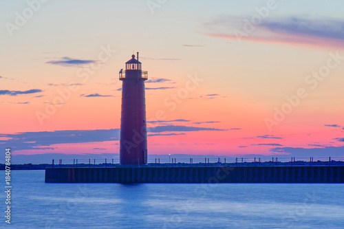 lighthouse at dusk