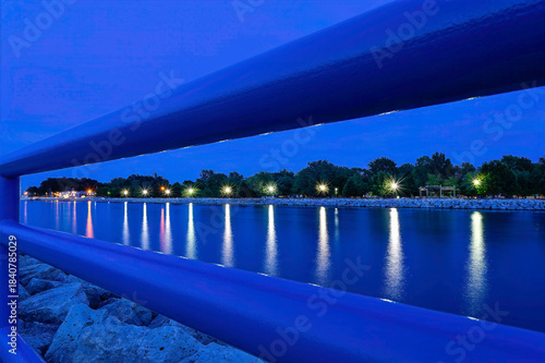 reflections along the channel at night