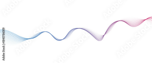 Flowing Dot Wave halftone gradient pattern on transparent background	