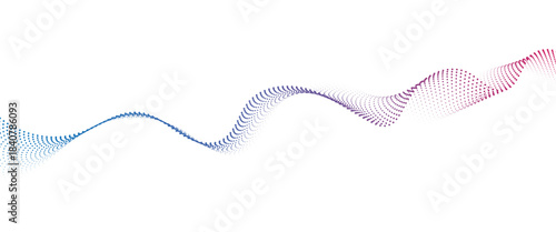 Flowing Dot Wave halftone gradient pattern on transparent background	