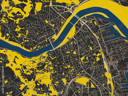 Foto Clean urban street map of Linz centrum, Austria