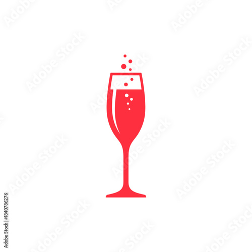 Glass of Champagne Christmas Icon flat vector design