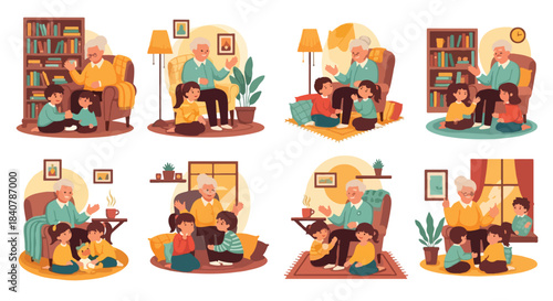 Grandparents and grandchildren spending time together