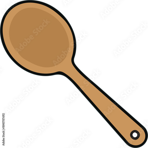 wooden spoon isolated illustration kitchen tool