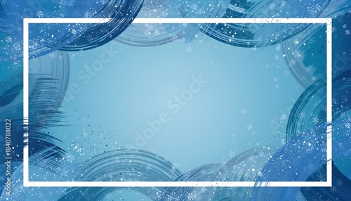 Blue Winter Brush-Stroke Frame Template for Seasonal Advertising and Promotional Designs
