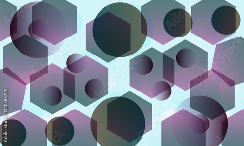 Abstract Geometric Background With Gradient Circles And Hexagons In Soft Pastel Tones