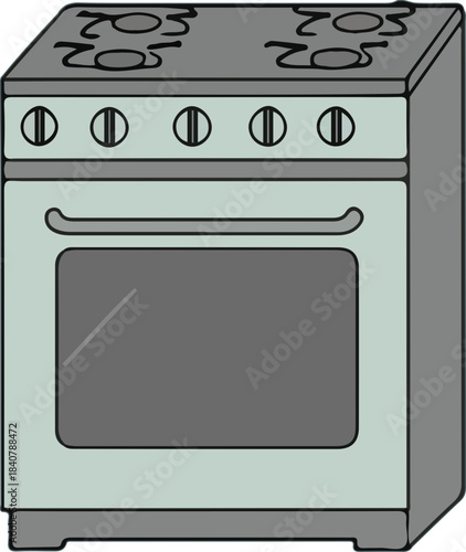 illustration of a stove oven cooktop 