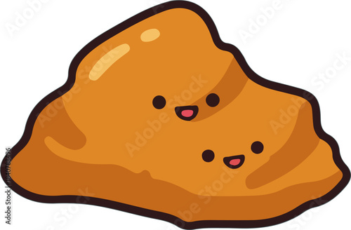 illustration of fried chicken with a kawaii smiling face