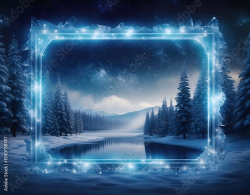 Christmas-Free Winter Poster Template with Glowing Frozen Frame, Minimal Seasonal Design