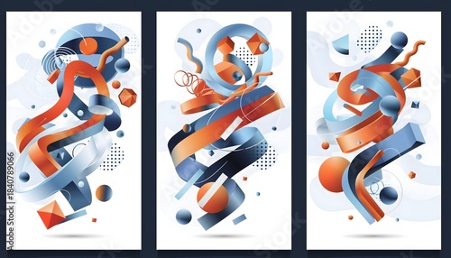 Creative Modern Flyer with Floating Abstract Shapes, Dynamic Design Layout
