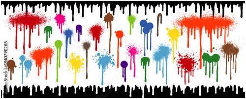 カラフルなペンキ・インクが垂れるベクターイラスト