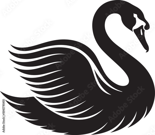 Black swan silhouette icon or logo design vector graphic