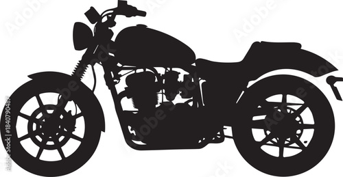 Silhouette of a cruiser motorcycle side view