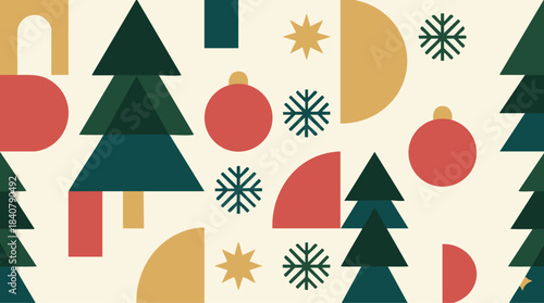Modern Geometric Christmas Holiday Elements Background