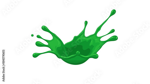 Green liquid splash on white background