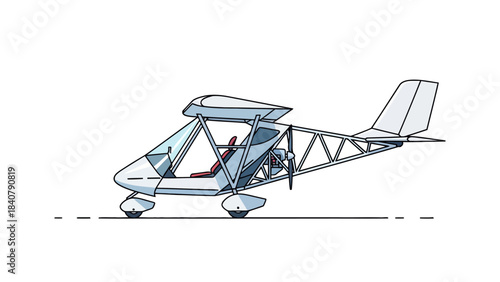 Light aircraft with open cockpit tricycle landing gear and tail