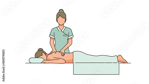 Masseuse giving a back massage to a person lying on a table
