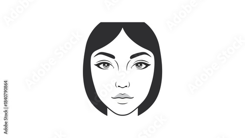 Minimalist black and white drawing of a womans face