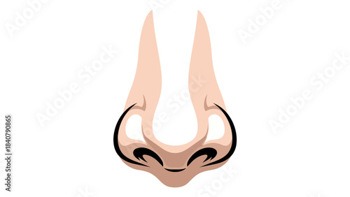 Minimalist illustration of a nose with black outlines