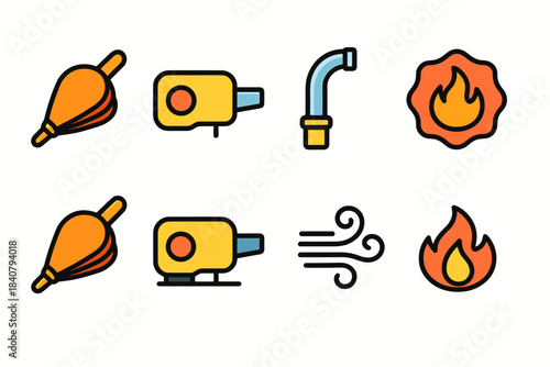 Diy tools outline icon set. Handyman, repair and home improvement toolbox collection