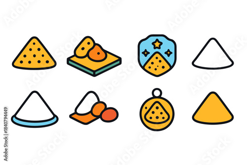 Cheese flat icon set. Dairy, snack, nutrition, cheese icons for food lovers