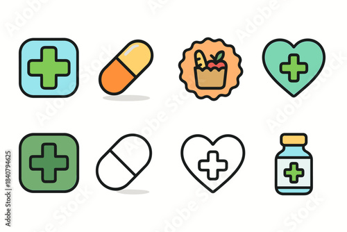 Healthcare, medical line icon set. Health, wellness, and pharmacy simple icons collection