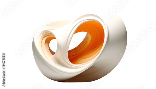 Creamy abstract form with layered interior against a black background