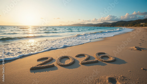 Peaceful beach landscape with soft golden sunset light, gentle ocean waves and sand texture creating a serene coastal scene ideal for travel inspiration and nature backgrounds
