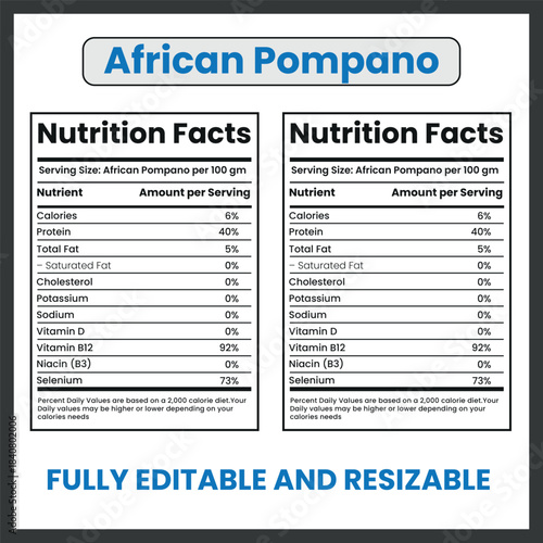 African Pompano Fish Illustration – Detailed Marine Species Vector Artwork