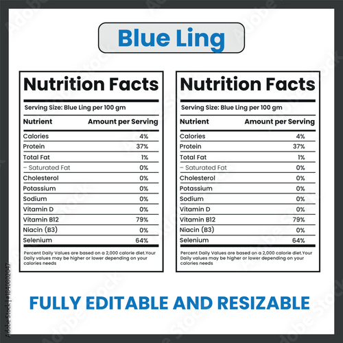 Blue Ling Fish Illustration – Deep Sea Species Vector