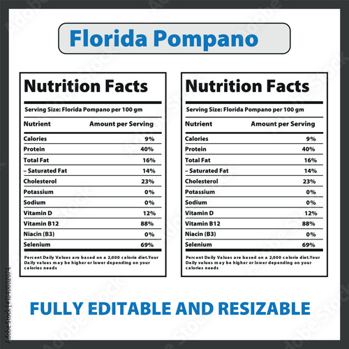 Florida Pompano Fish Illustration – Coastal Marine Species Vector