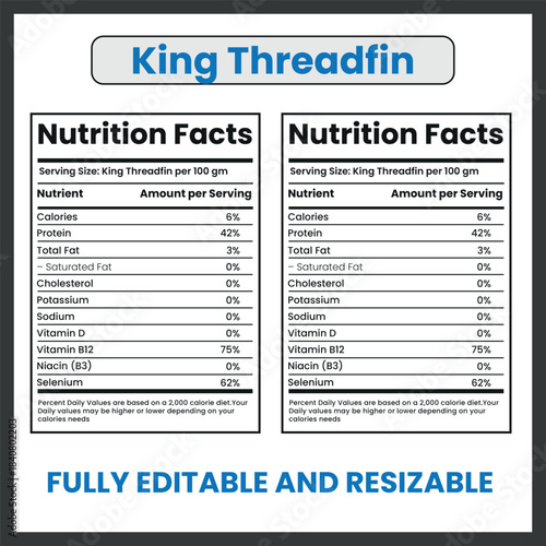 King Threadfin Fish Illustration – Coastal Marine Species Vector