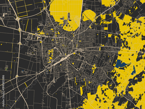 Obraz na plátně Clean urban street map of Debrecen, Hungary