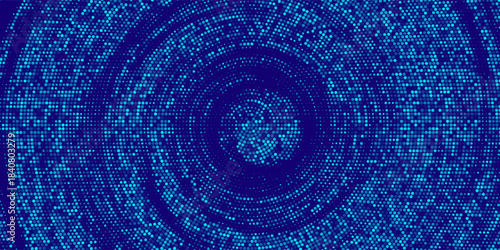 Abstract Digital Circles of Particles with Noise. Business or Science Background. Medical Research or Tech Innovation Online Webinar Presentation Event. Conference or Forum Banner Vector.