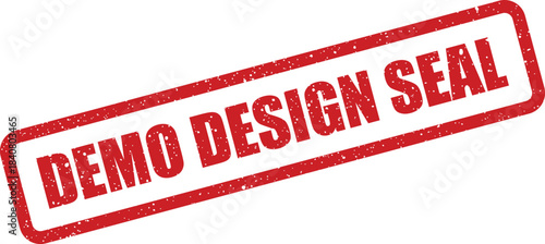 Textured red rectangular stamp with DEMO DESIGN SEAL text for signifying a design review or endorsement