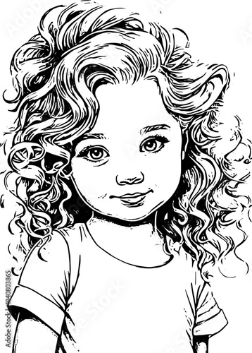 girl with long hair illustration design background white