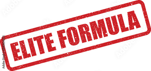 Textured red rubber stamp with ELITE FORMULA text, signifying an advanced composition or high quality recipe