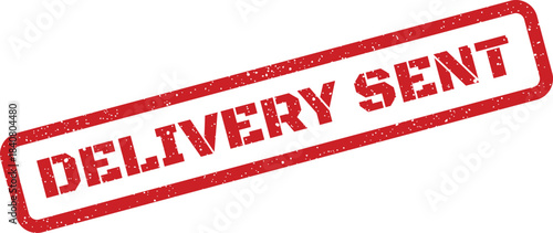 Textured stamp illustration indicating a parcel delivery has been officially sent and dispatched for transport