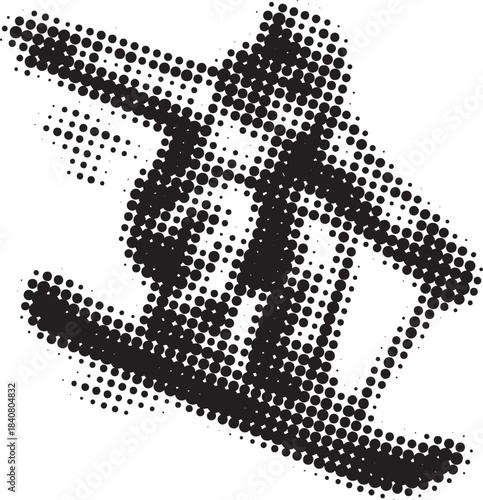 Dynamic halftone snowboarder mid-jump illustration with bold movement for energetic sports layouts