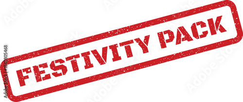A bold red grunge stamp featuring Festivity Pack useful for promoting holiday collections or bundles