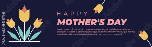 happy mothers day greeting card flower banner