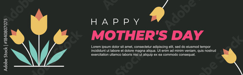 happy mothers day greeting card flower banner