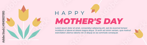 happy mothers day greeting card flower banner