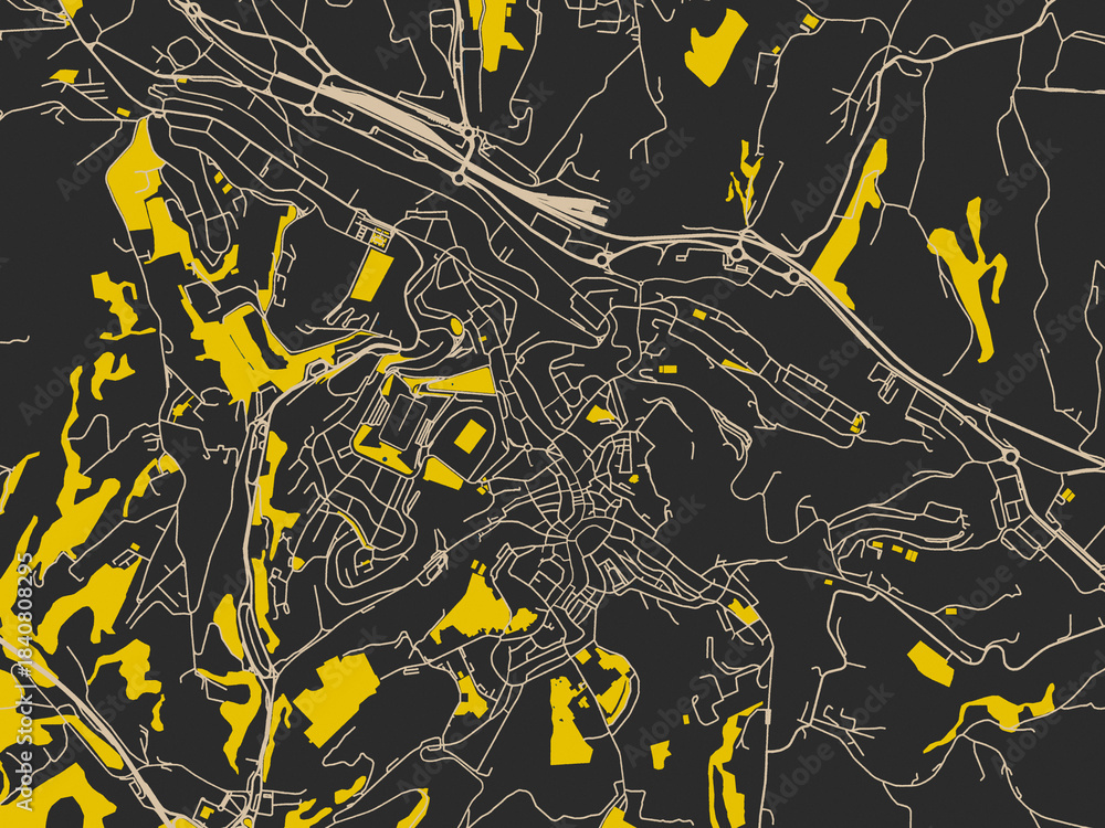 Fototapeta premium Poster-style map of Siena, Italy using charcoal, ivory and ink-blue tones