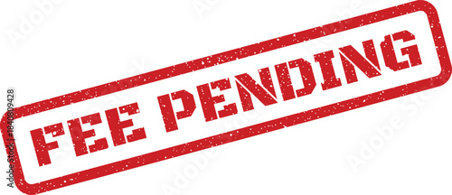 A red textured rectangular stamp graphic displaying the message that a financial transaction is currently awaiting processing